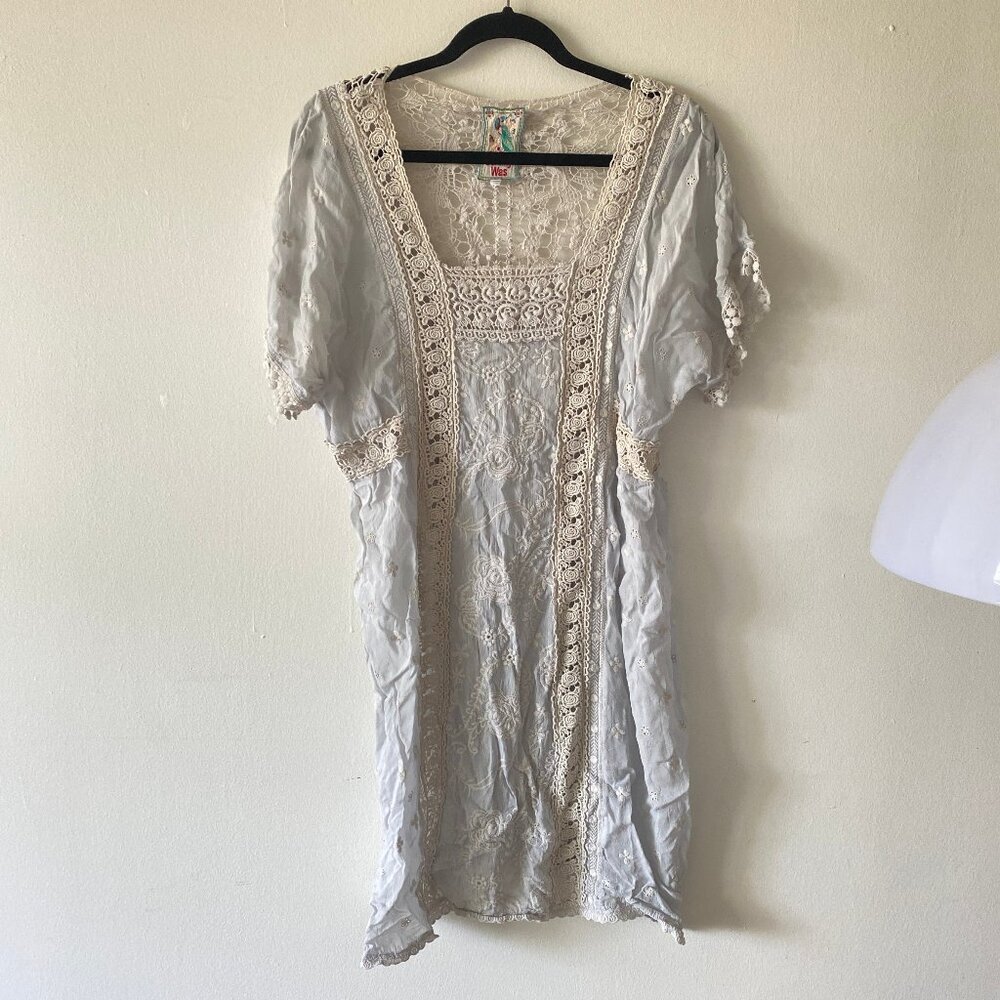 JOHNNY WAS LACE TUNIC DRESS / L